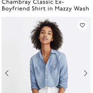 Madewell Chambray Boyfriend Shirt sz M